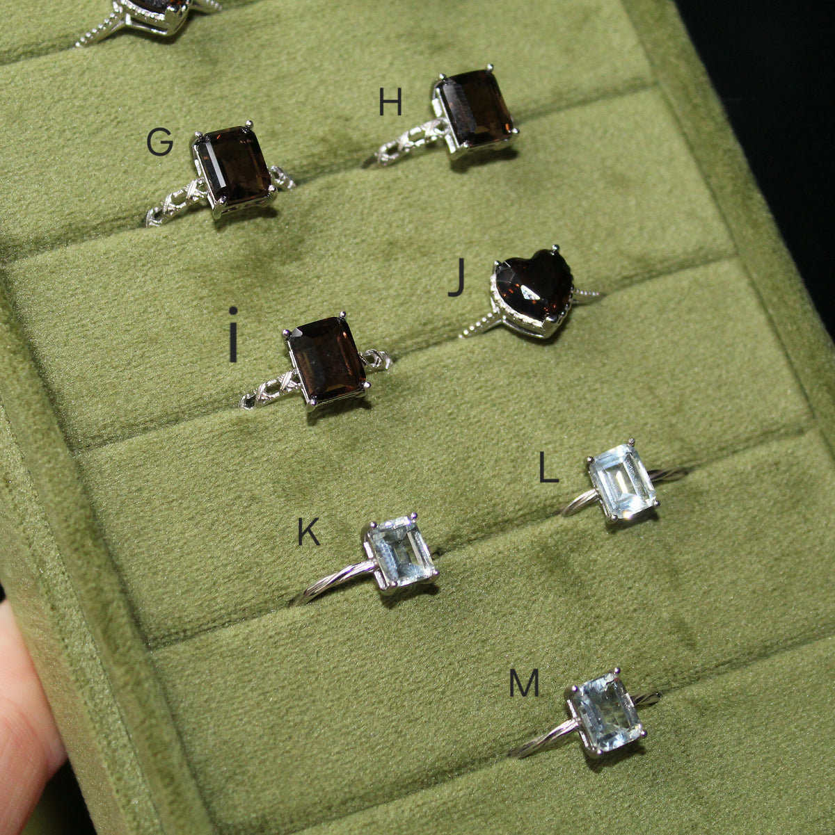 Smokey & Clear Quartz Rings • 925 Sterling Sliver • Size Adjustable