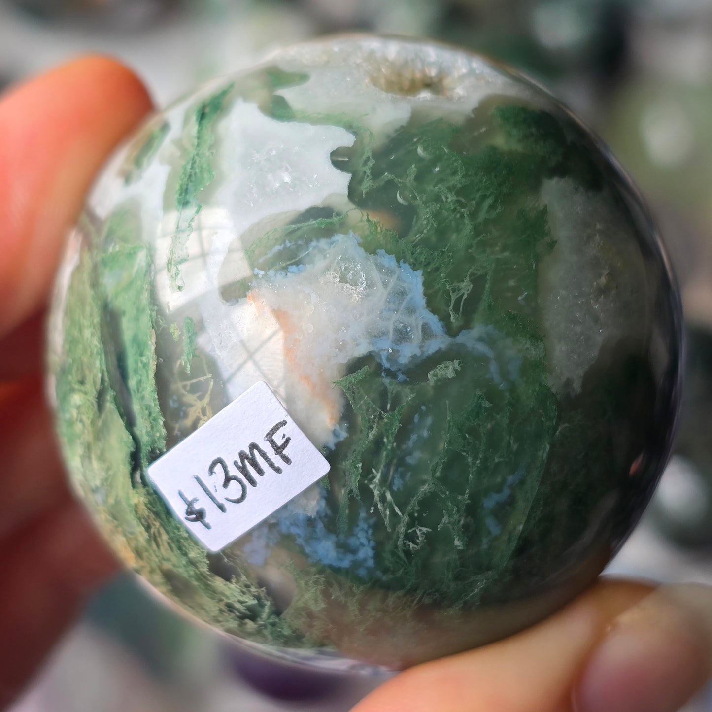 Druzy Moss Agate Sphere 🌿