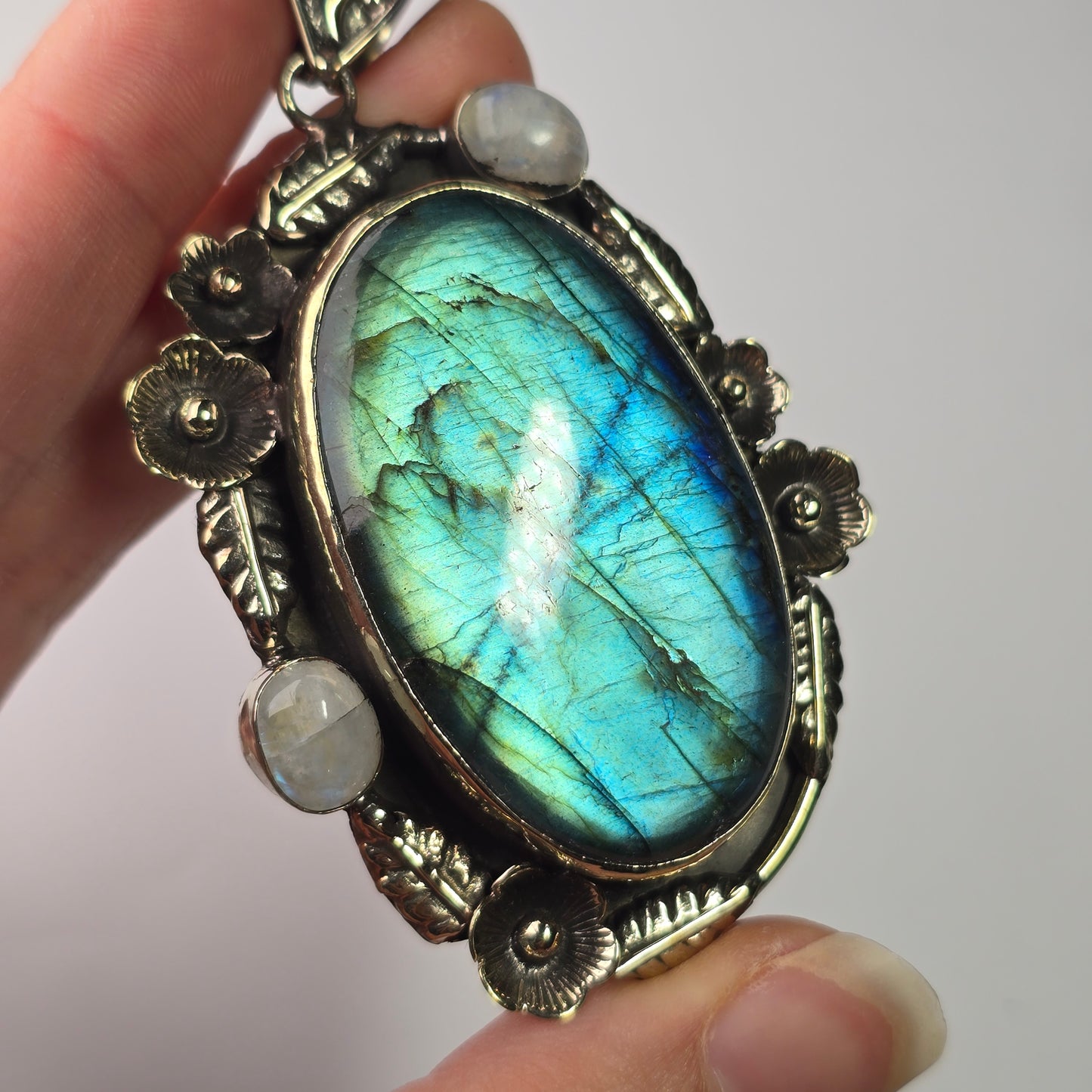 Labradorite + Moonstone Pendant