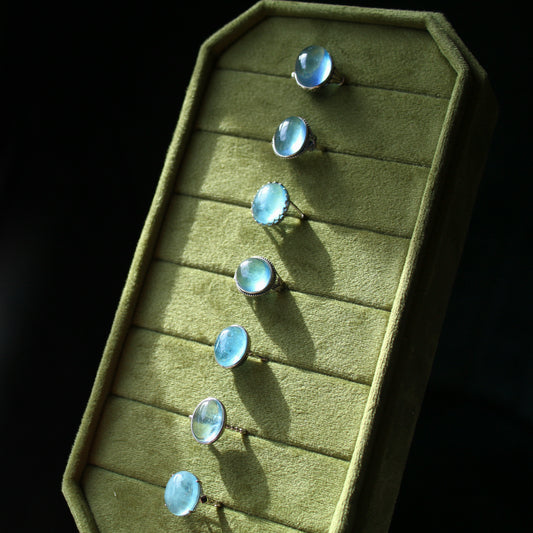 Aquamarine Ring • 925 Sterling Sliver • Size Adjustable