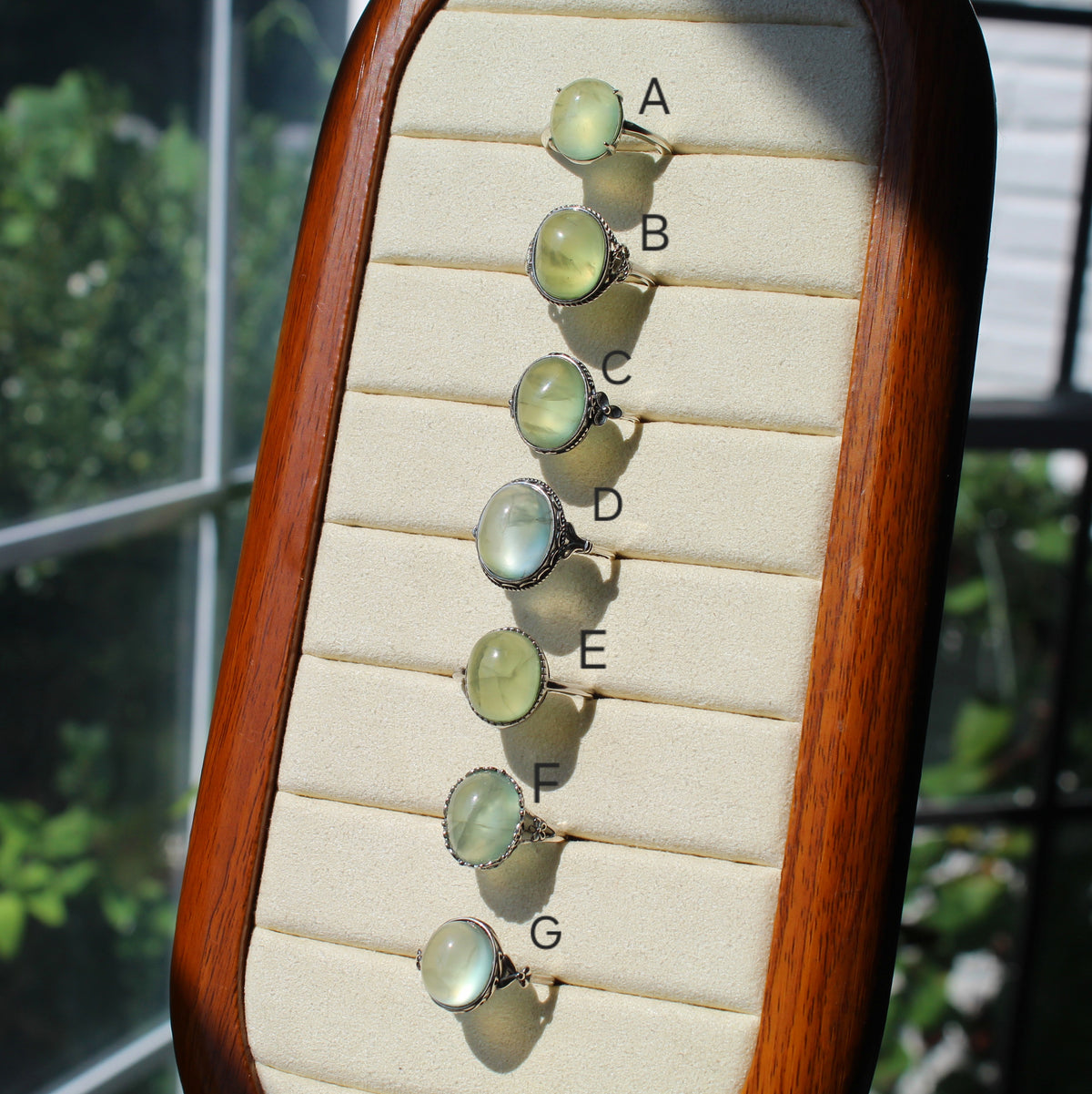 Gem Prehnite Ring • 925 Sterling Sliver • Size Adjustable