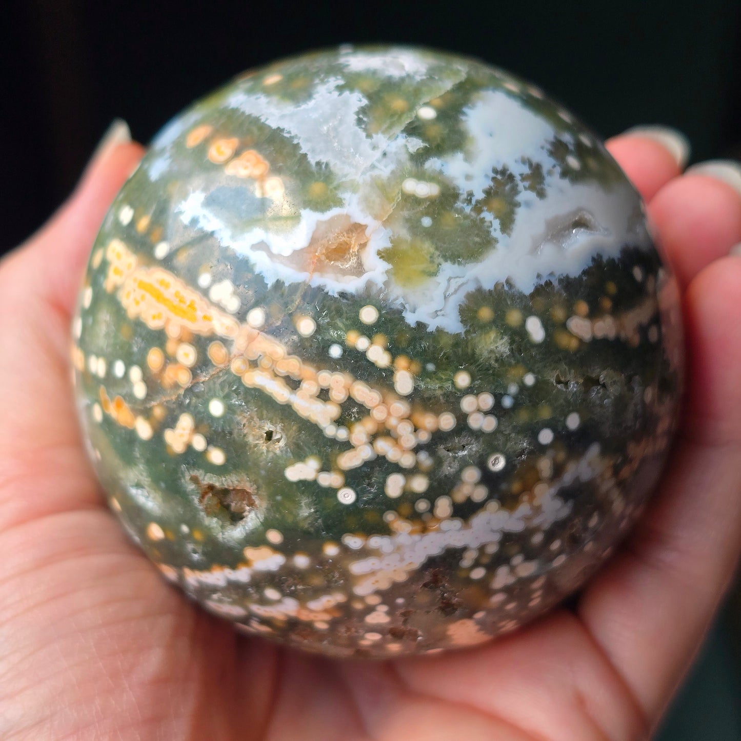 XL Orbicular Jasper Sphere 💚