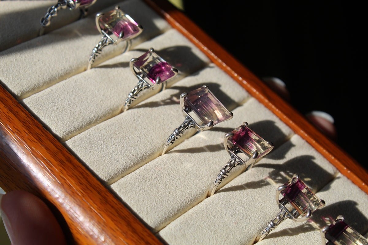 Magenta Fluorite Ring • 925 Sterling Sliver • Size Adjustable