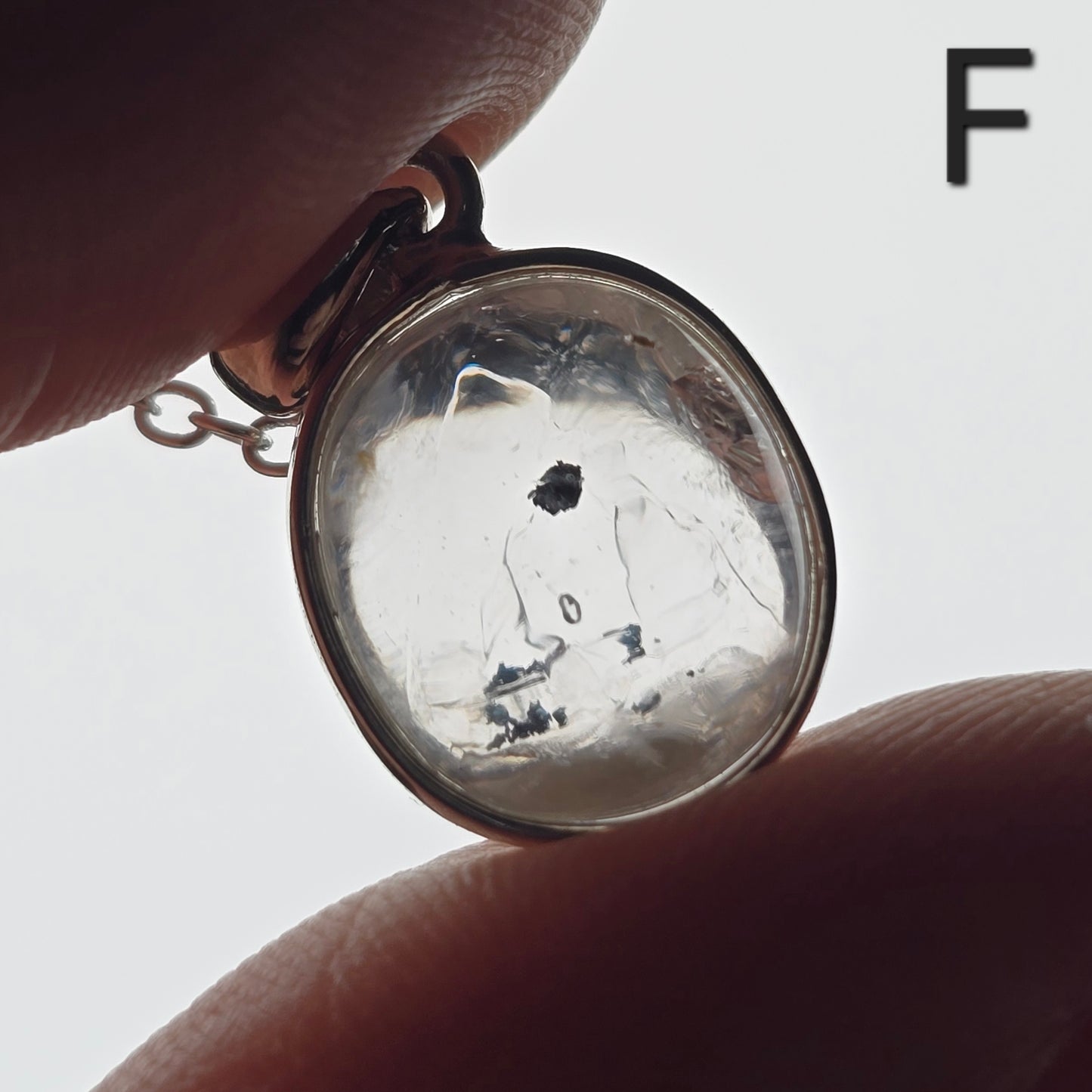 Dainty Quartz Enhydro Crystal Pendant