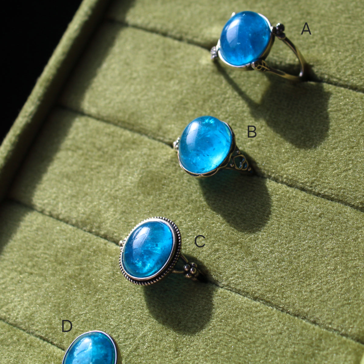 Blue Apatite Ring • 925 Sterling Sliver • Size Adjustable