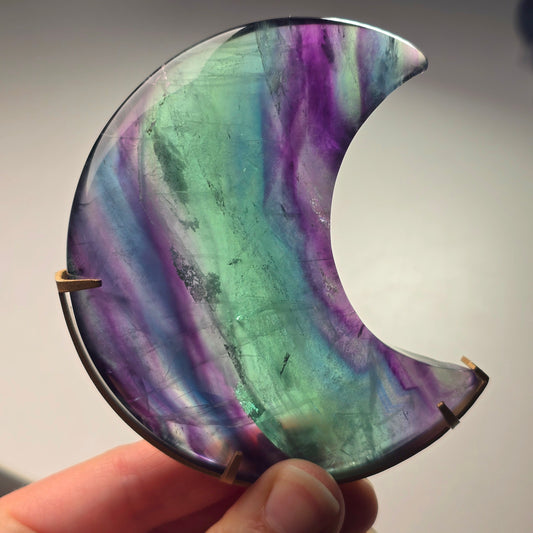Fluorite Crescent Moon on Stand