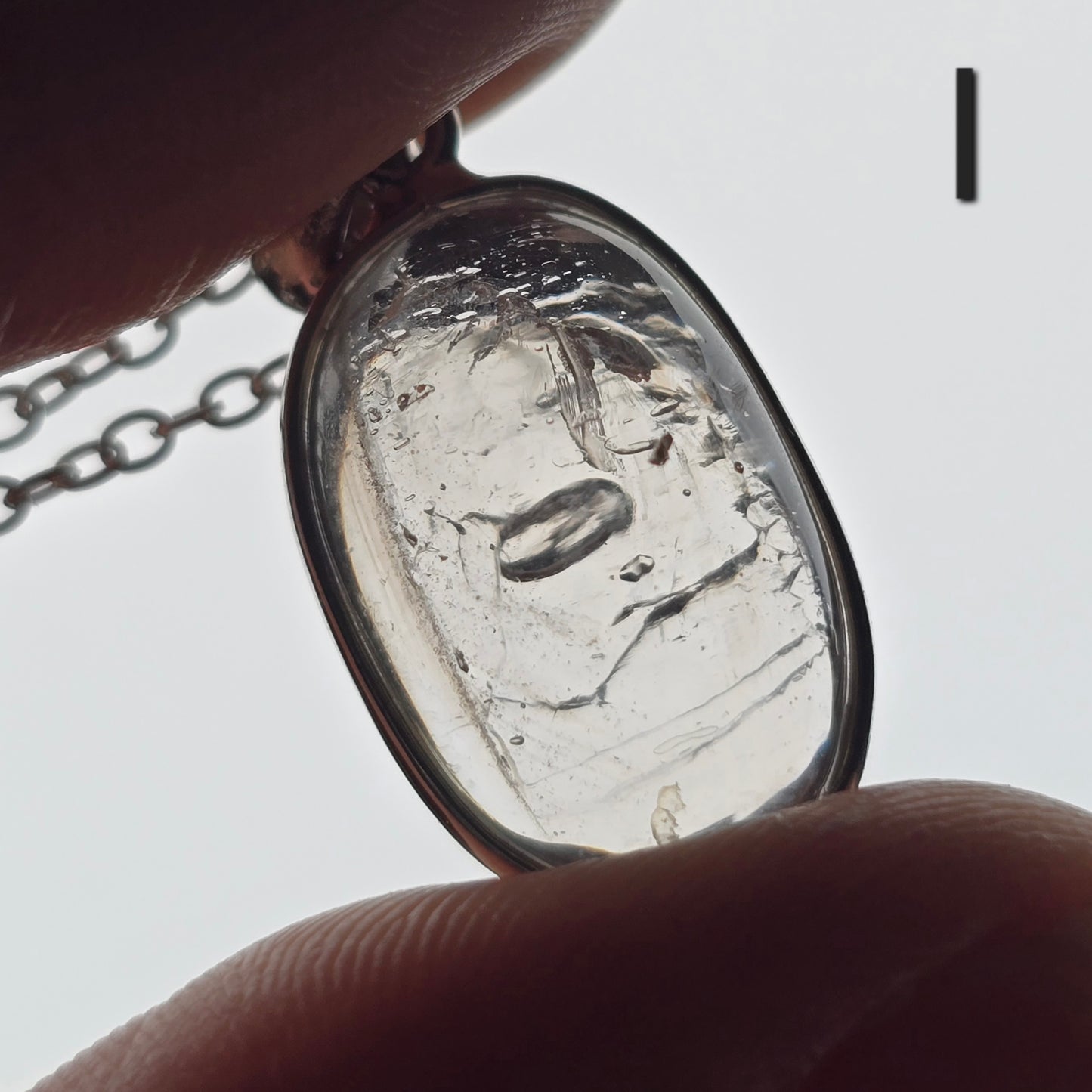 Dainty Quartz Enhydro Crystal Pendant