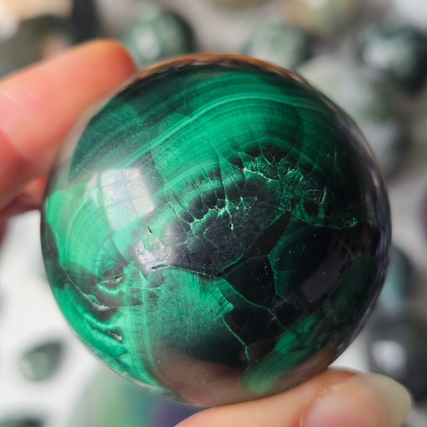 Chatoyant Malachite Sphere 💚
