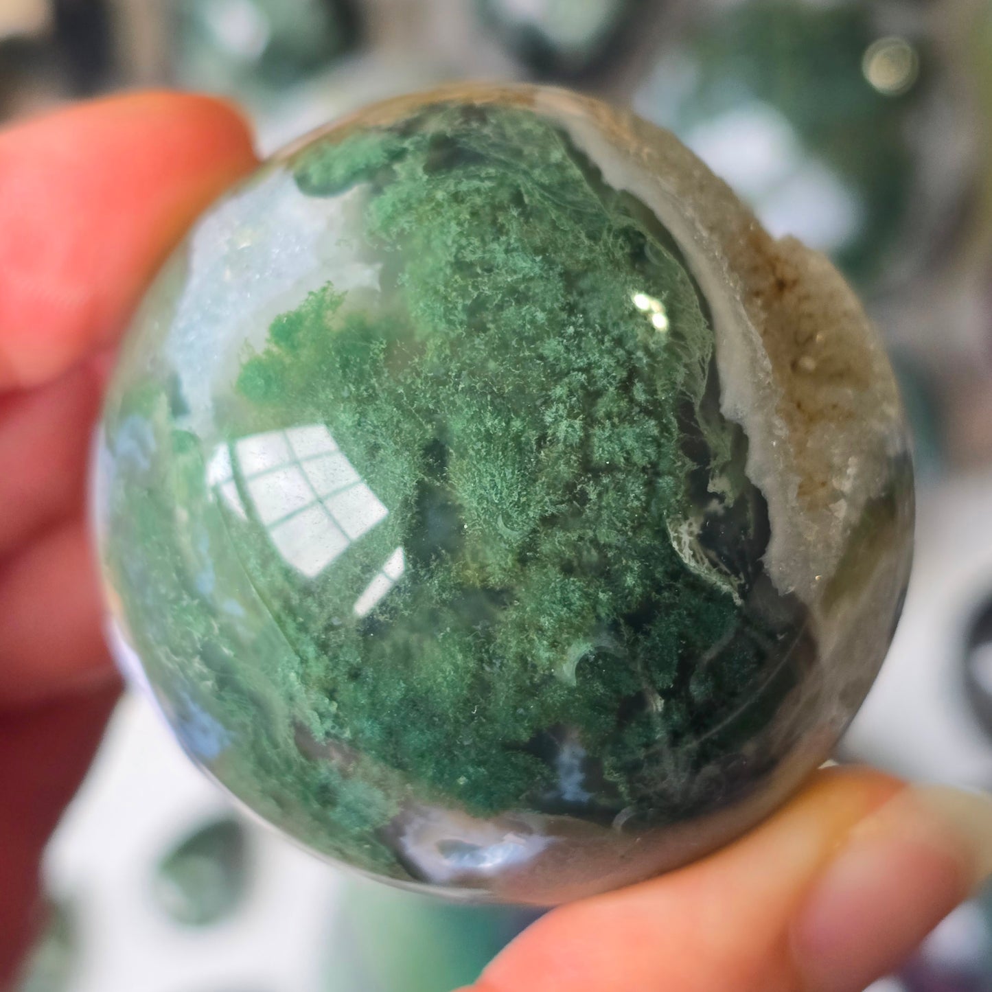 Druzy Moss Agate Sphere 🌿