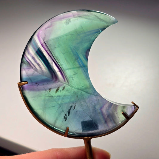 Fluorite Crescent Moon on Stand