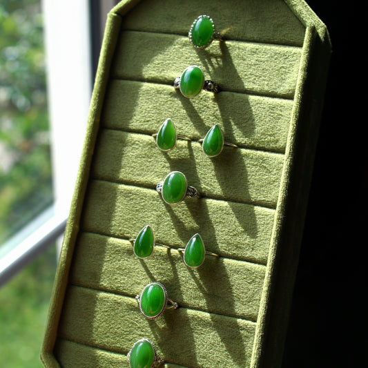 Hetian Jade Ring • 925 Sterling Sliver • Size Adjustable