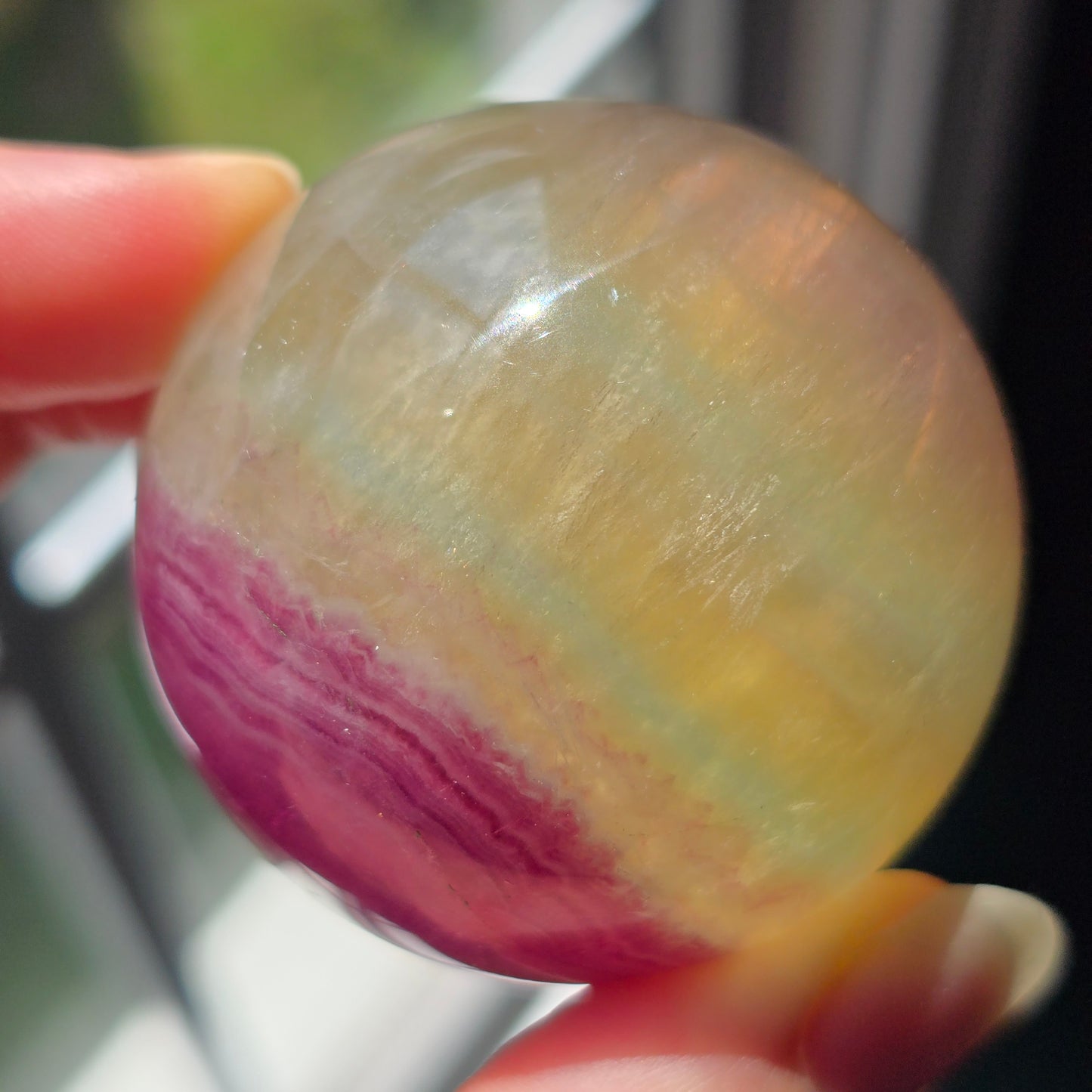 Magenta + Yellow + Teal Fluorite Sphere 💛