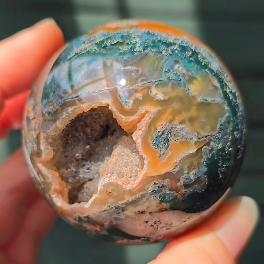 Druzy Moss Agate Sphere 🌿
