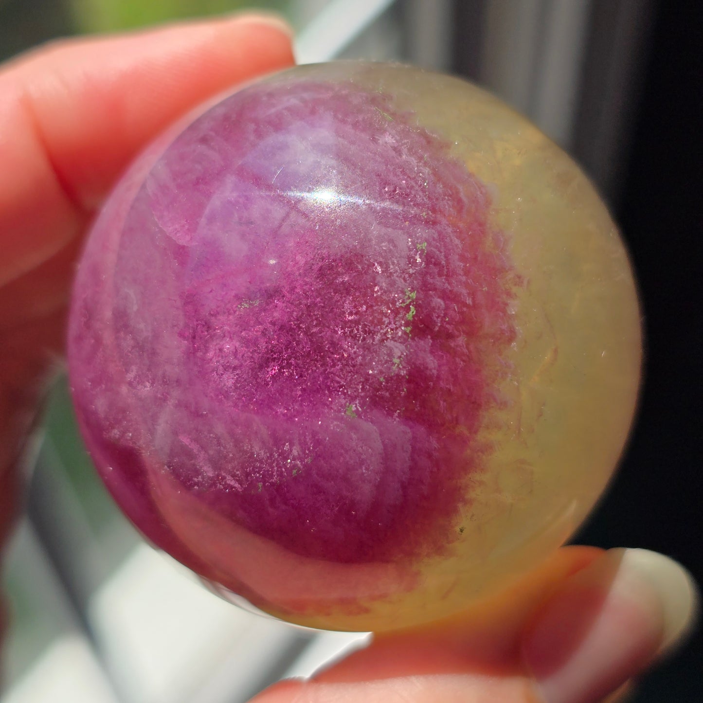 Magenta + Yellow + Teal Fluorite Sphere 💛