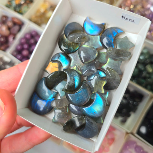 Mini Labradorite Moons & Stars
