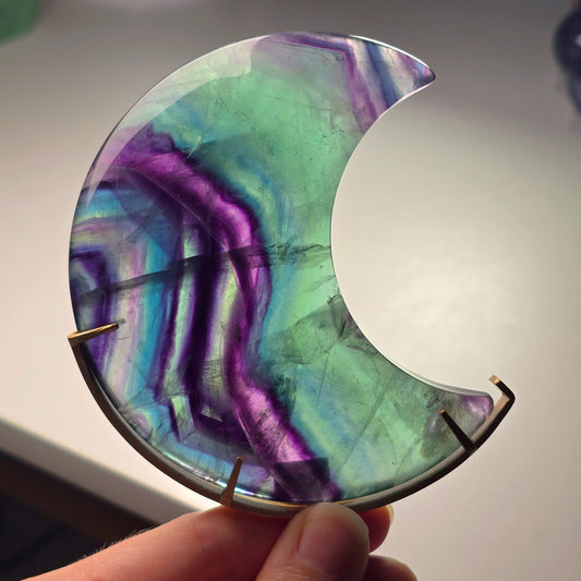 Fluorite Crescent Moon on Stand