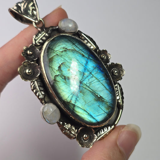 Labradorite + Moonstone Pendant