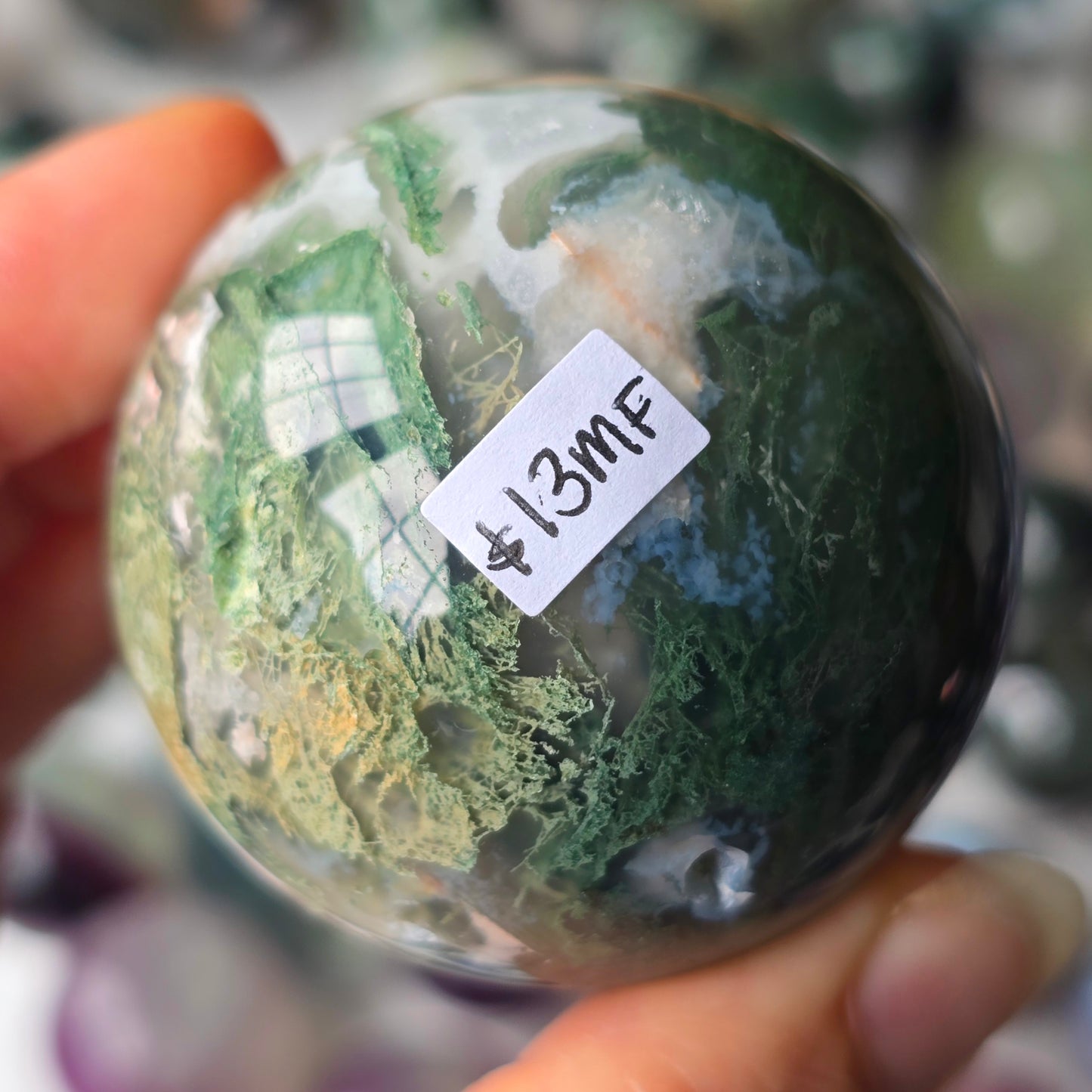 Druzy Moss Agate Sphere 🌿