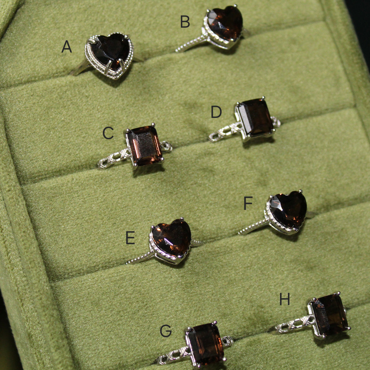 Smokey & Clear Quartz Rings • 925 Sterling Sliver • Size Adjustable