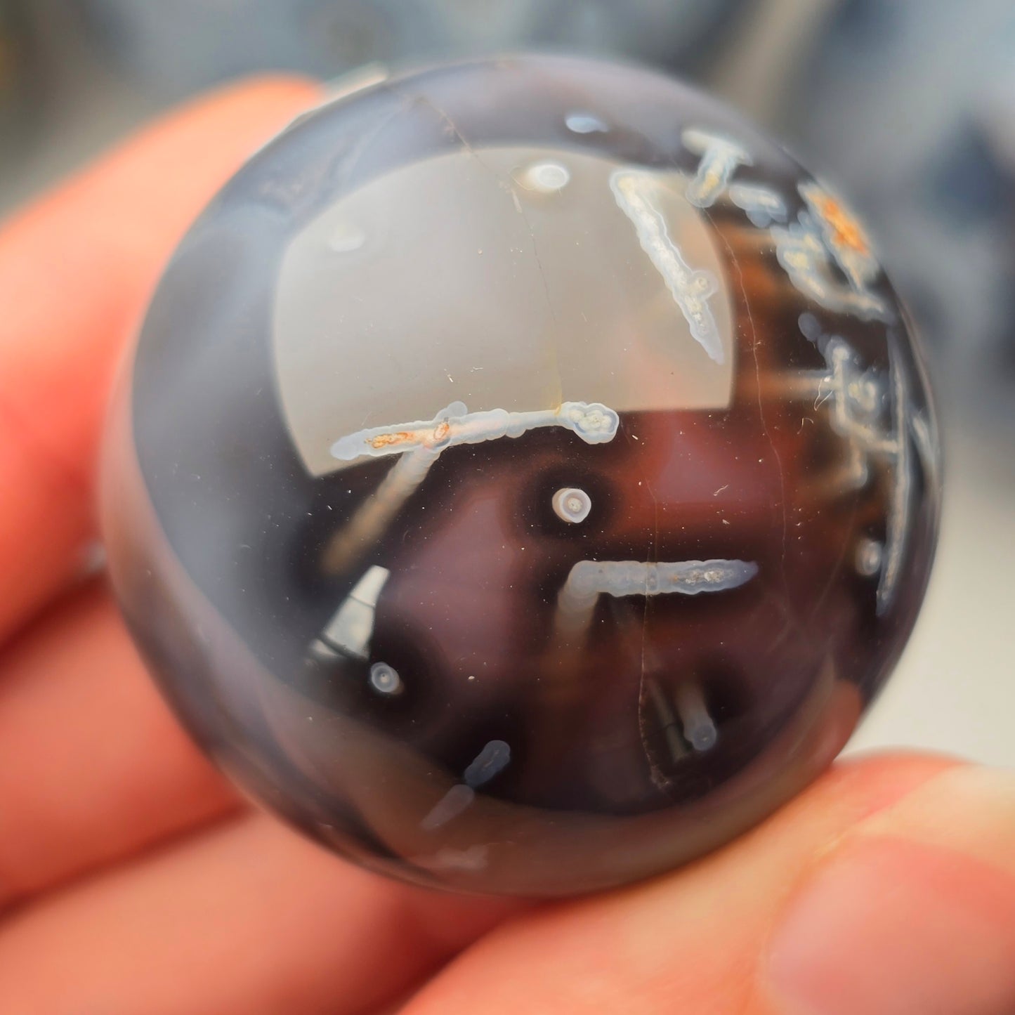 Moody Mozambique Agate Sphere 🖤