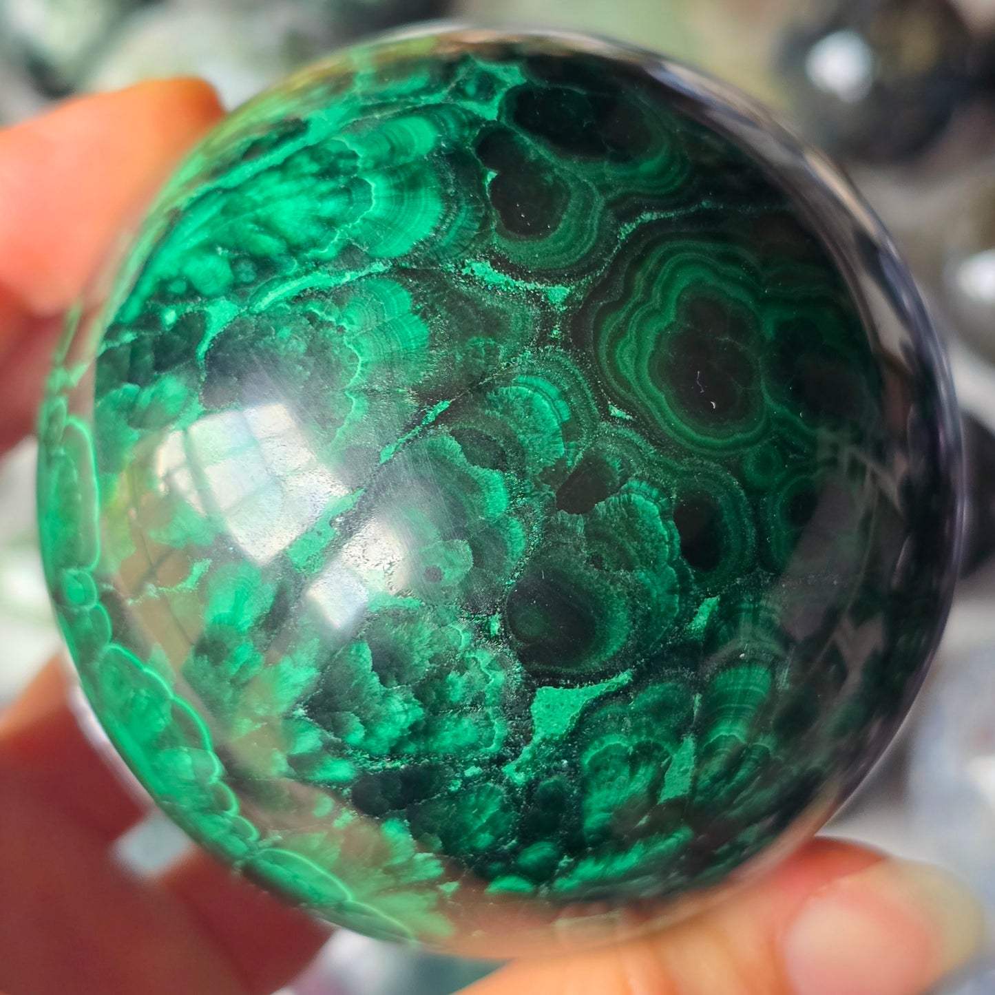 Chatoyant Malachite Sphere 💚