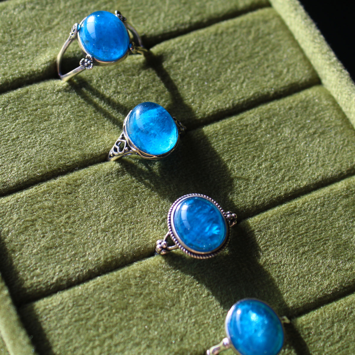 Blue Apatite Ring • 925 Sterling Sliver • Size Adjustable