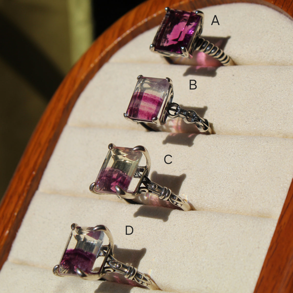 Magenta Fluorite Ring • 925 Sterling Sliver • Size Adjustable