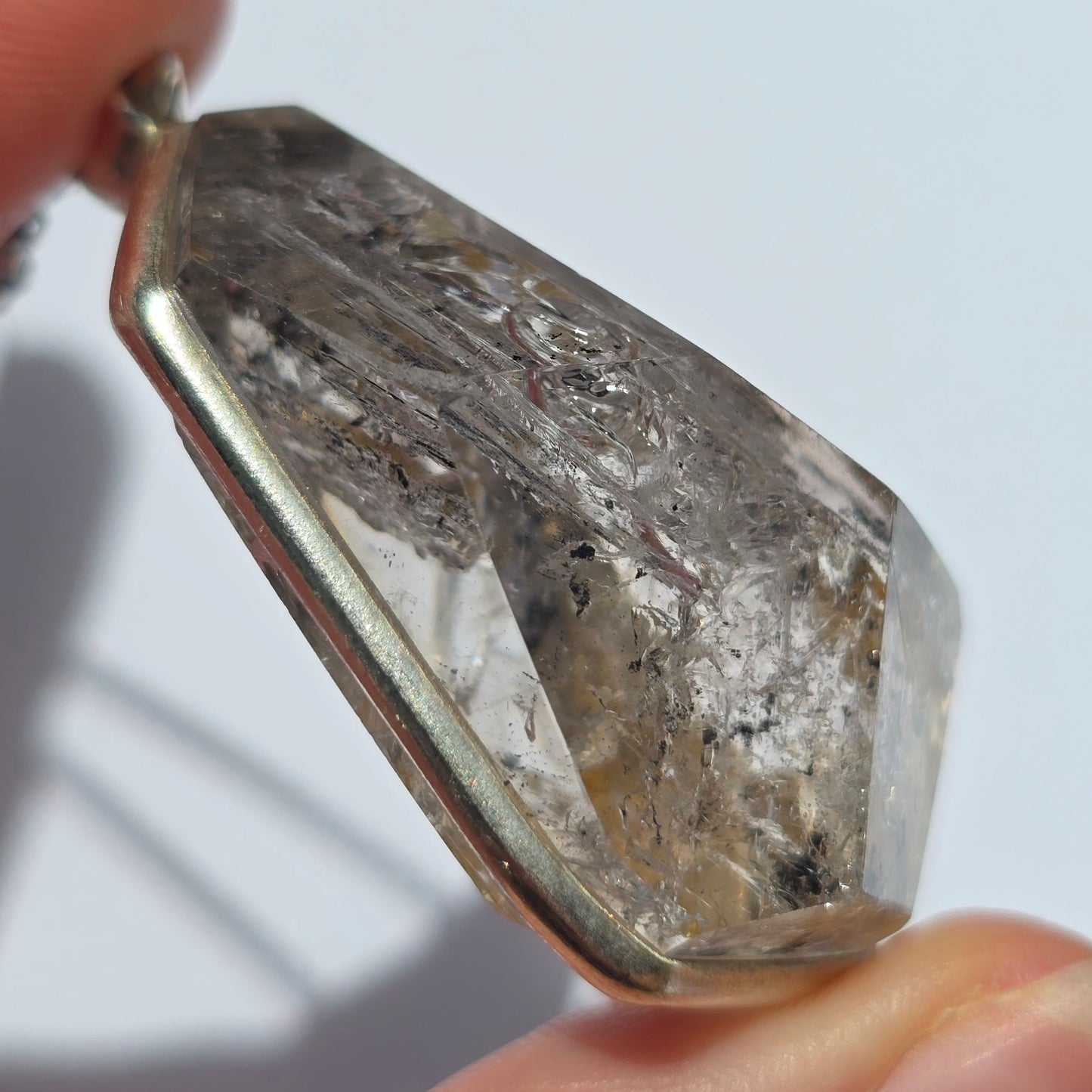 Carbon Included Enhydro Crystal Pendant