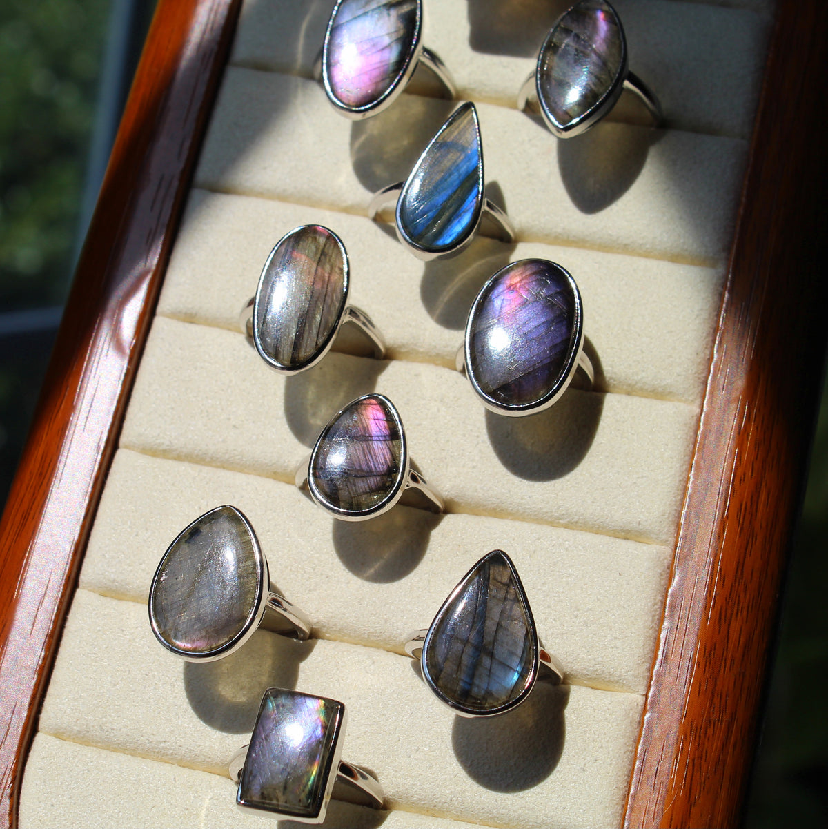 HQ Rainbow Labradorite Ring • 925 Sterling Sliver • Size Adjustable