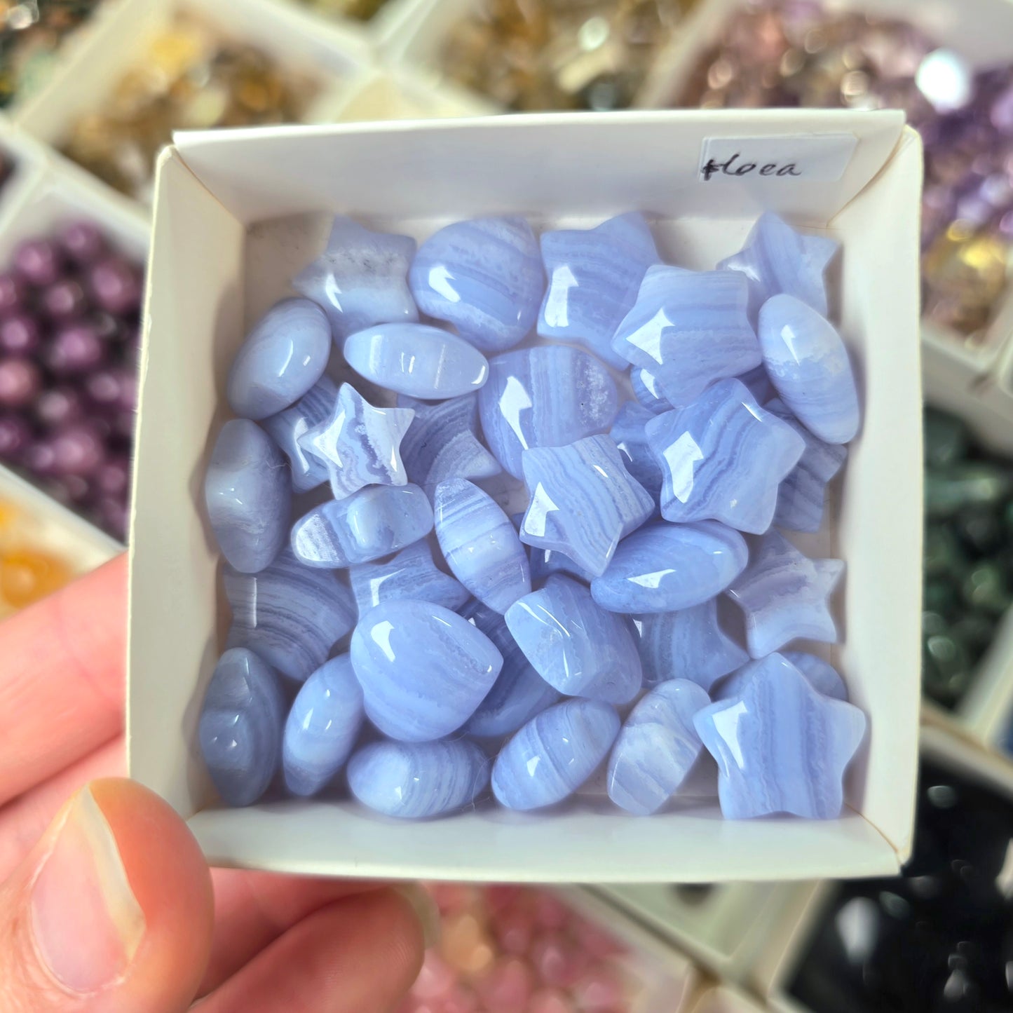 Mini Blue Lace Agate Hearts & Stars