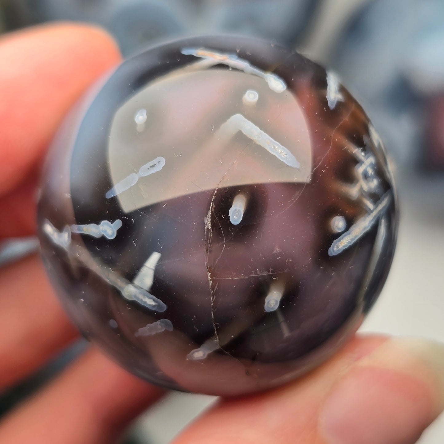 Moody Mozambique Agate Sphere 🖤