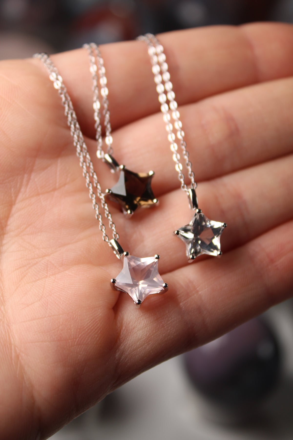 Quartz Star Pendant • Rose Quartz • Smokey Quartz • Clear Quartz