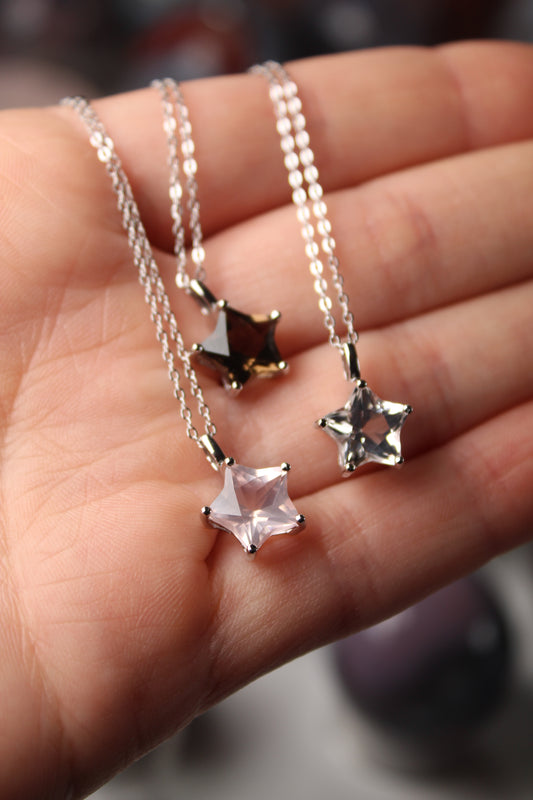 Quartz Star Pendant • Rose Quartz • Smokey Quartz • Clear Quartz
