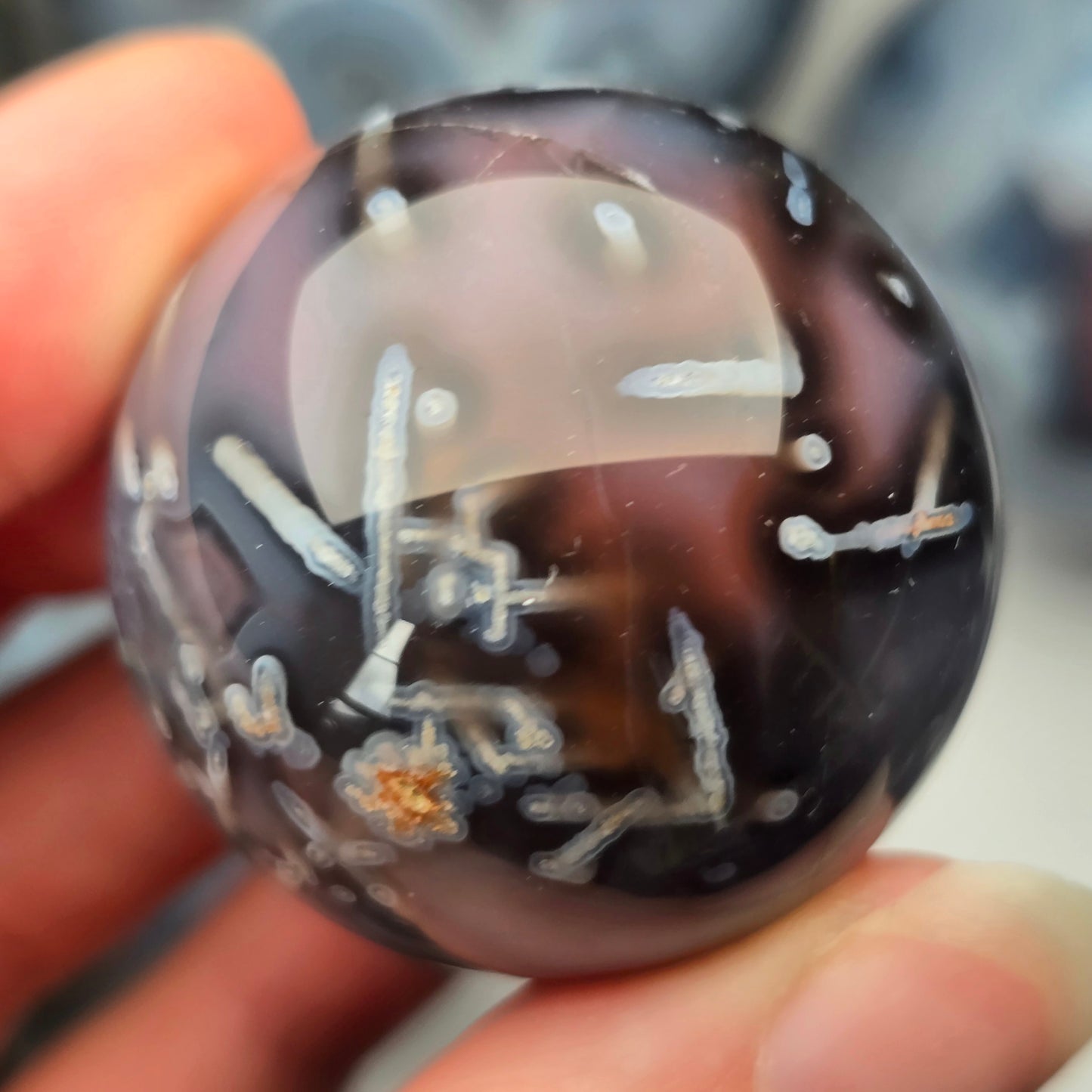 Moody Mozambique Agate Sphere 🖤