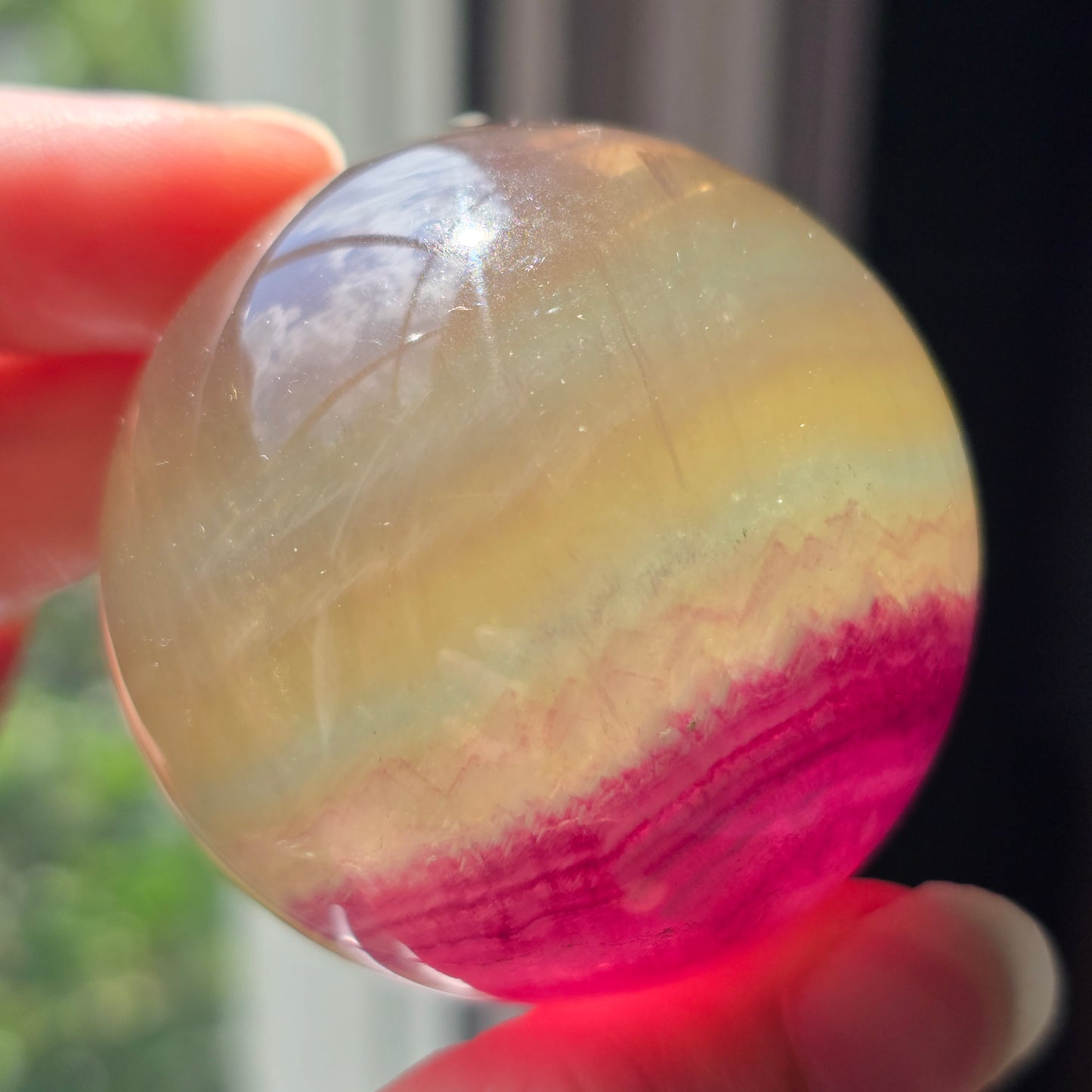 Magenta + Yellow + Teal Fluorite Sphere 💛