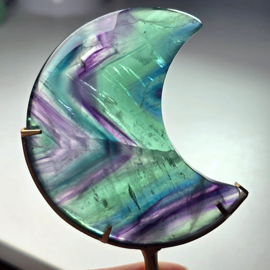 Fluorite Crescent Moon on Stand