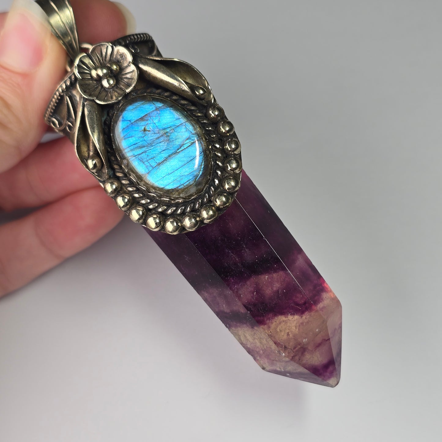 Fluorite + Labradorite Pendant