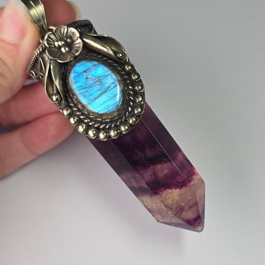 Fluorite + Labradorite Pendant