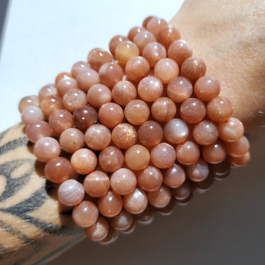 Peach Moonstone + Sunstone Bracelet